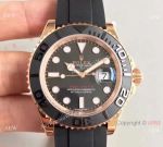 NOOB Factory Rolex Yachtmaster Rose Gold 116655 Replica Watch -Black Rubber Strap